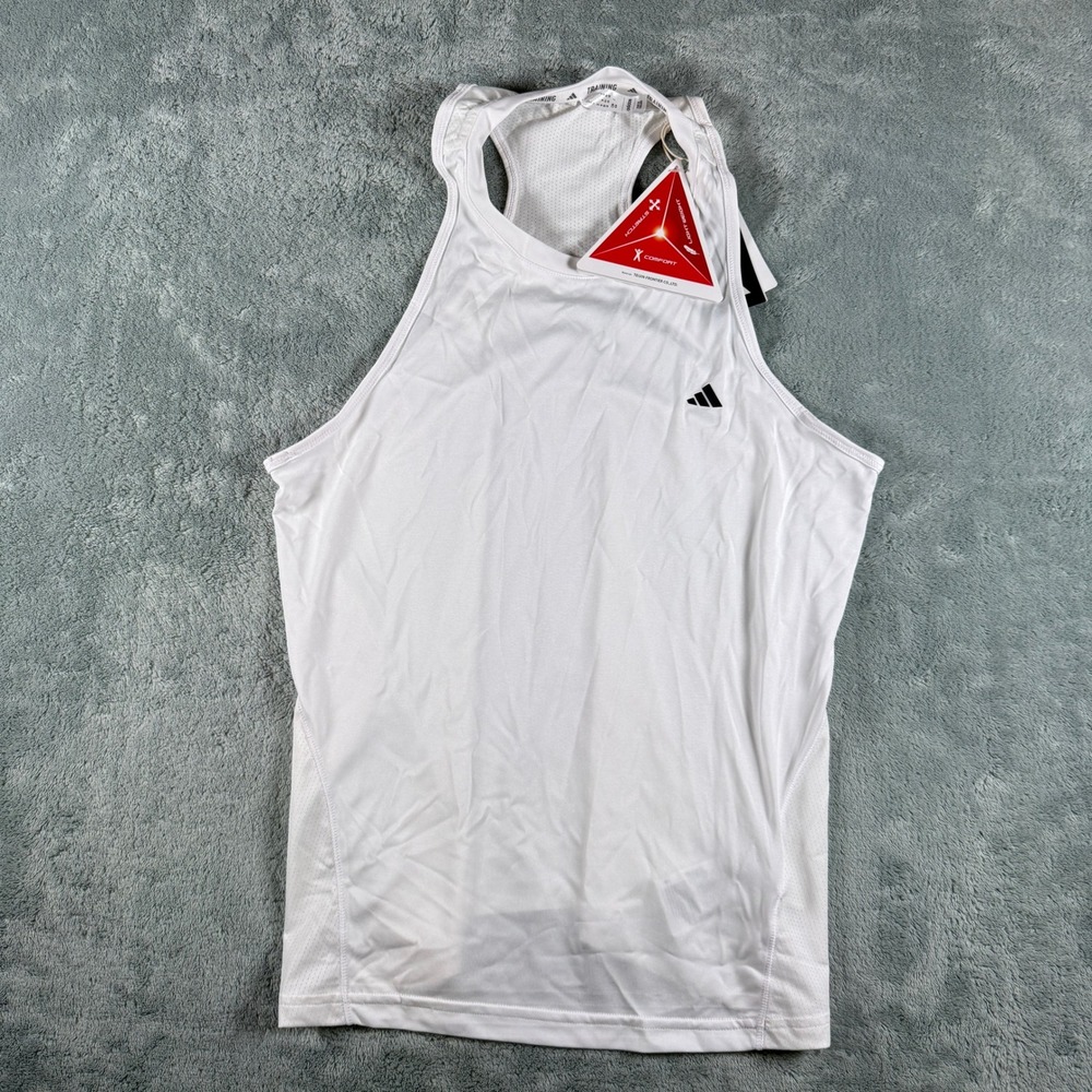 Adidas WTR D4T Tank B White Training Racerback Mesh Top IX9416 Womens XL NEW